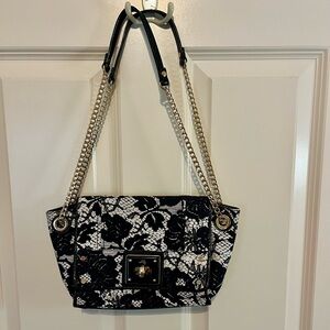 Elegant Black and White Lace Chain Link Bag